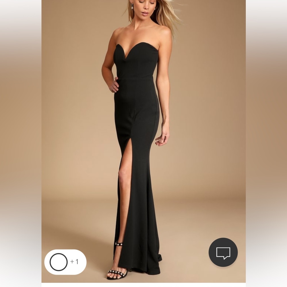 Lulus Classic Stunner Black Strapless Mermaid Gown Maxi Dress XS